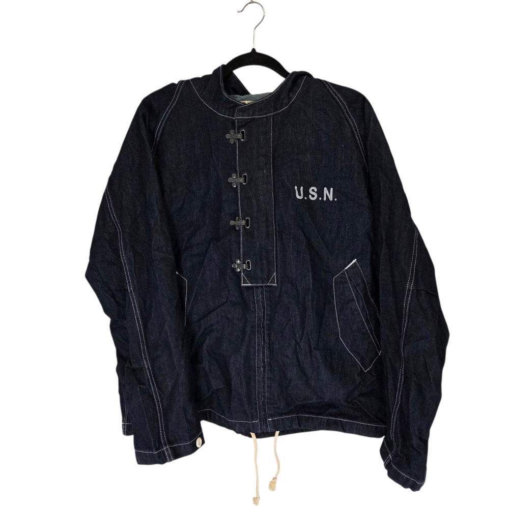 Uncle Fu x Maden Military Navy Deck Jacket Pullover Canvas Hooded Blue Size XXL